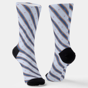 Blue and White Striped Design Socks