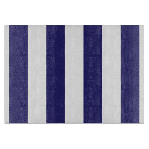 Blue and White Striped Glass Cutting Board
