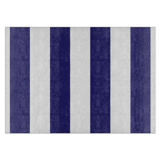 Blue and White Striped Glass Cutting Board