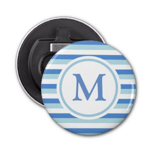 Blue and White Striped Monogram Bottle Opener