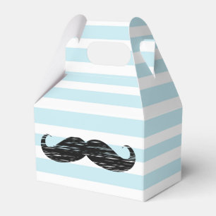 Blue and White Striped Moustache Candy Treat Box