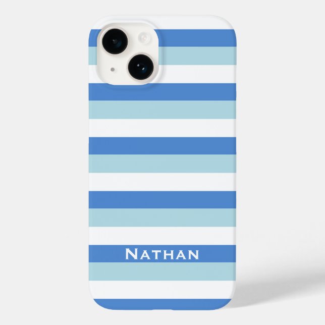 Blue and White Striped Personalised Case-Mate iPhone Case (Back)