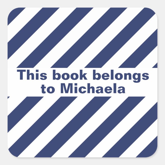 Blue And White Striped Square Sticker (Front)