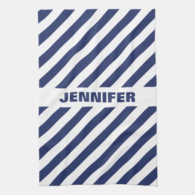 Blue And White Striped Tea Towel (Vertical)