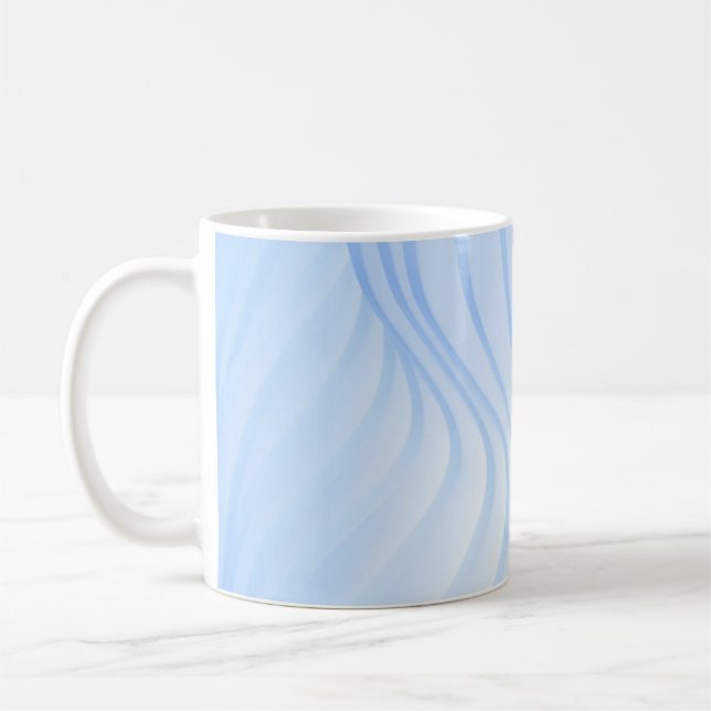 Blue and white striped textile coffee mug (Left)