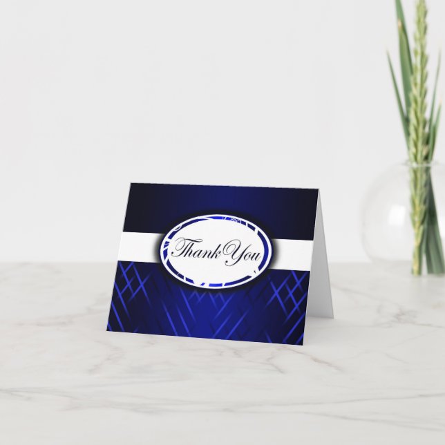 Blue and White Striped Thank You Card (Front)
