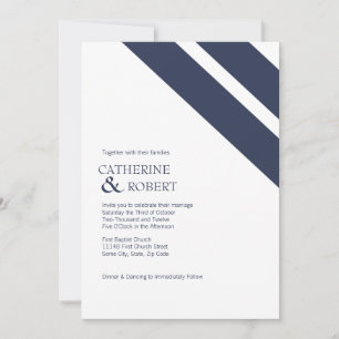 Blue and White Striped Wedding Invitation