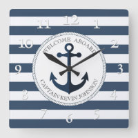 Blue and white striped with anchor personalised la
