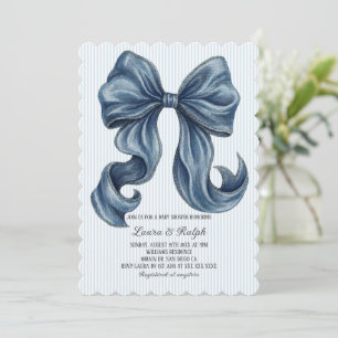Blue and White Stripes Baby Shower Invitation