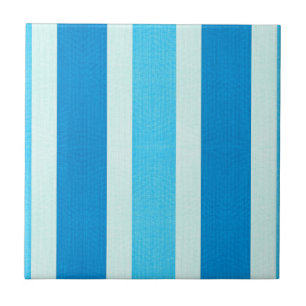 Blue and White Stripes Ceramic Tile
