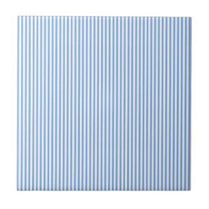 Blue and White Stripes Ceramic Tile
