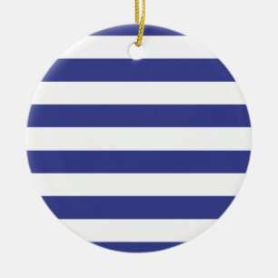 Blue and White Stripes Ceramic Tree Decoration