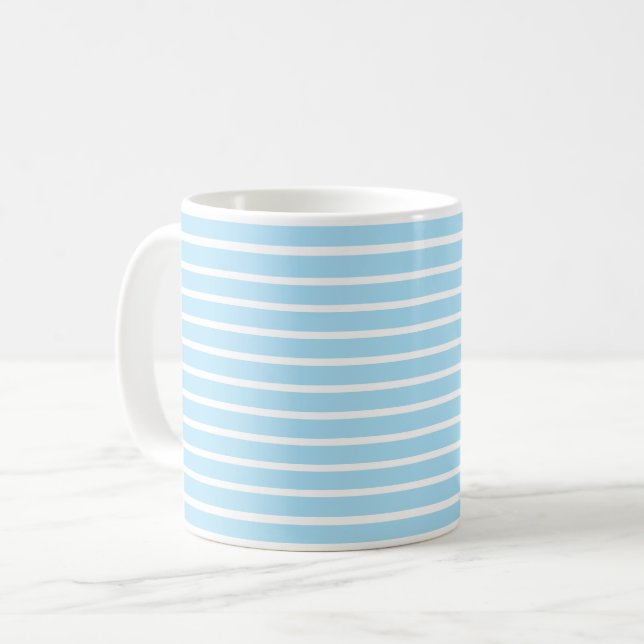 Blue and White Stripes Coffee Mug (Front Left)