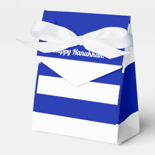 Blue and White Stripes Custom Text Happy Hanukkah Favour Box