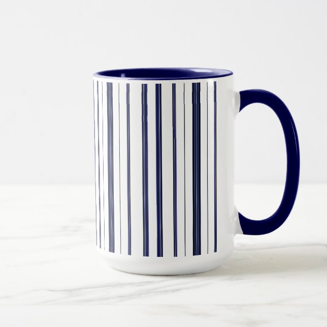 Blue and White Stripes - Dark Mug (Right)