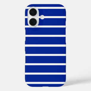 Blue and White Stripes Design iPhone 16 Case