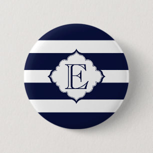 Blue And White Stripes Geometric Pattern 6 Cm Round Badge