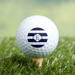 Blue And White Stripes Geometric Pattern Golf Balls