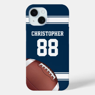 Blue and White Stripes Jersey Football iPhone 15 Case