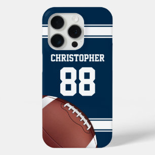 Blue and White Stripes Jersey Football iPhone 15 Pro Case