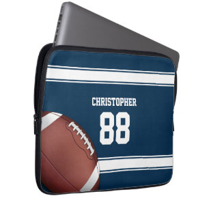 Blue and White Stripes Jersey Grid Iron Football Laptop Sleeve
