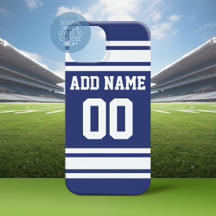 Blue and White Stripes jersey Name and Number Case-Mate iPhone 14 Case
