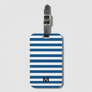 Blue and White Stripes Luggage Tag