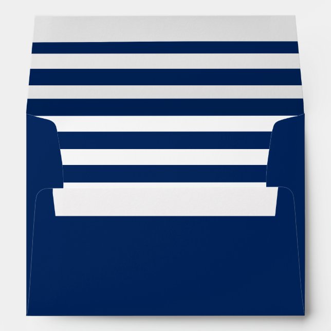 Blue and White Stripes Nautical Blue Envelope (Back (Bottom))