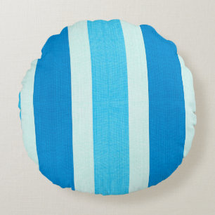 Blue and White Stripes Round Cushion