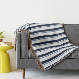 Blue and white stripes throw blanket