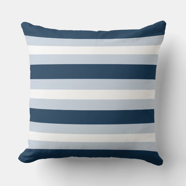 Blue and White Stripes Throw Pillow (Front)