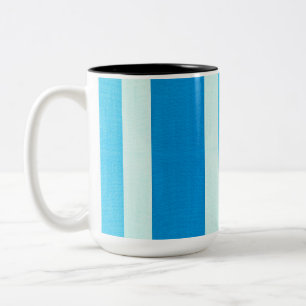 Blue and White Stripes Two-Tone Coffee Mug
