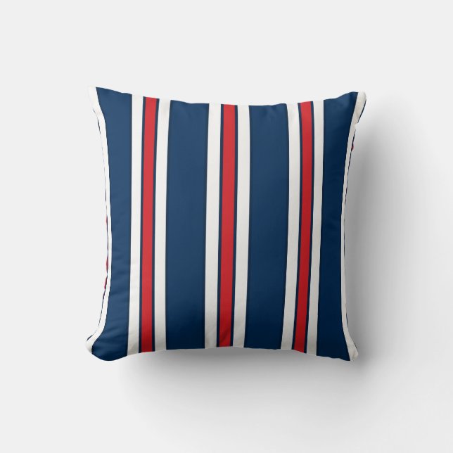 Blue and White Stripes with CUSTOMIZABLE ACCENT Cushion (Front)