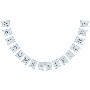 Blue and White Stripes with Mason Jar Baby Shower Bunting