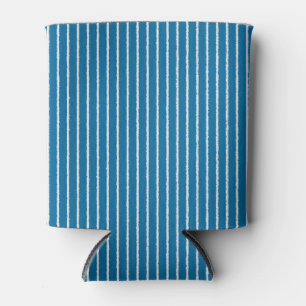 Blue and White Stripes with Uneven Lines Can Cooler