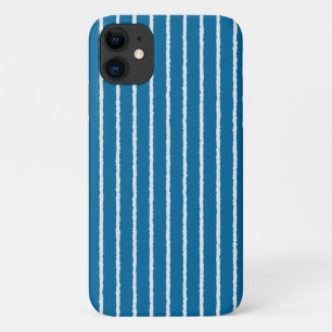 Blue and White Stripes with Uneven Lines iPhone 11 Case