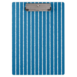Blue and White Stripes with Uneven Lines Clipboard