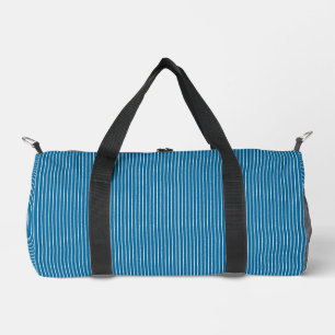 Blue and White Stripes with Uneven Lines Duffle Bag