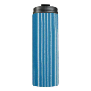Blue and White Stripes with Uneven Lines Thermal Tumbler