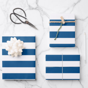 Blue and White Stripes Wrapping Paper Sheets