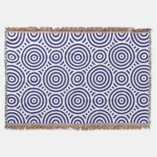 Blue and White Stylish Geometric Circle Pattern Throw Blanket