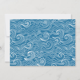 Blue and White Summer Ocean Waves Announcement