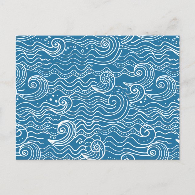 Blue and White Summer Ocean Waves  Holiday Postcard (Front)