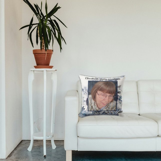 Blue and White Sunflower Art | Photo | Funeral     Cushion (Creator Uploaded)