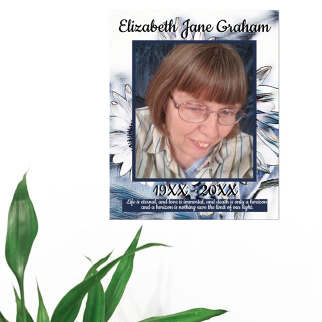 Blue and White Sunflower Art | Photo | Funeral     Poster (Creator Uploaded)