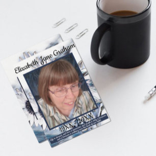 Blue and White Sunflower Art with Photo and Quote Thank You Card