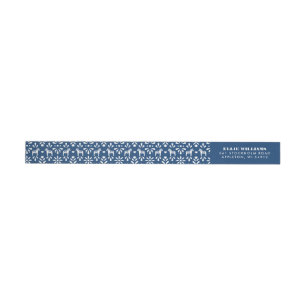Blue and White Swedish Dala Horse Return Address Wrap Around Label