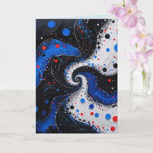 Blue and White Swirl Abstract Design Blank Card