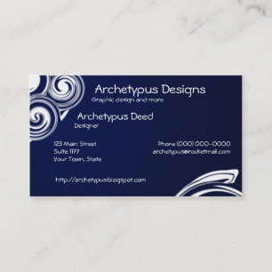 Blue and White Swirls Business Card