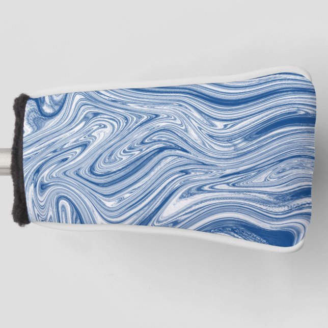 Blue and white swirls golf head cover (Front)